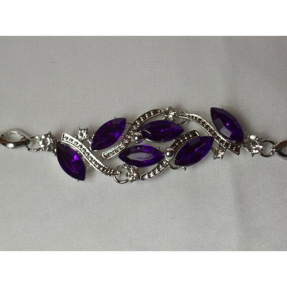 Purple necklace set, 3 pc necklace set, statement wedding party prom necklace, - Picture 8 of 8